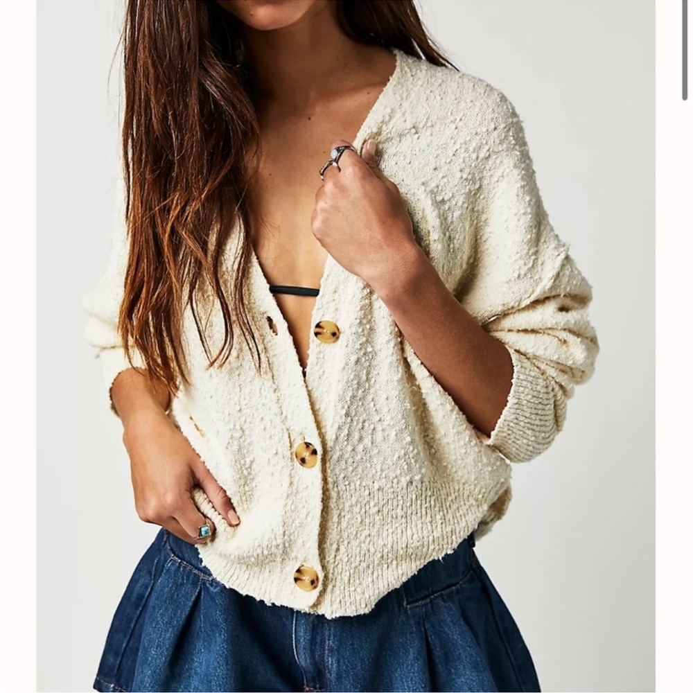 Free people Found My Friend Cardi Cream Button-Up Cardigan Size XS